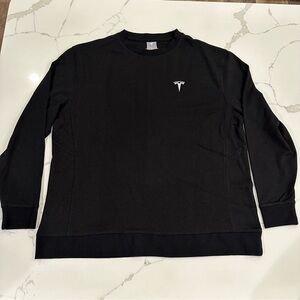 Tesla Official Black White LOGO Crew Long Sleeve T-Shirt Pullover Unisex Size XL